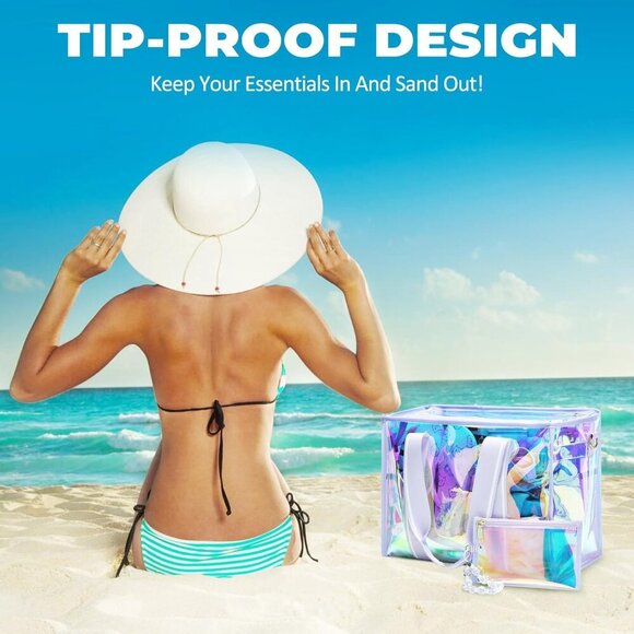 Elegant 26L Clear Beach Tote Bag - Waterproof, Foldable & Sandproof Design - Picture 6 of 7